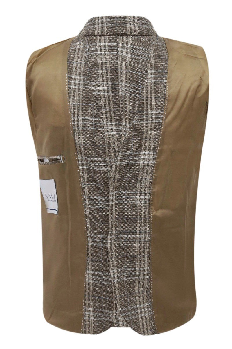 Ensemble Costume à Carreaux 7 Pièces pour Garçons - Beige