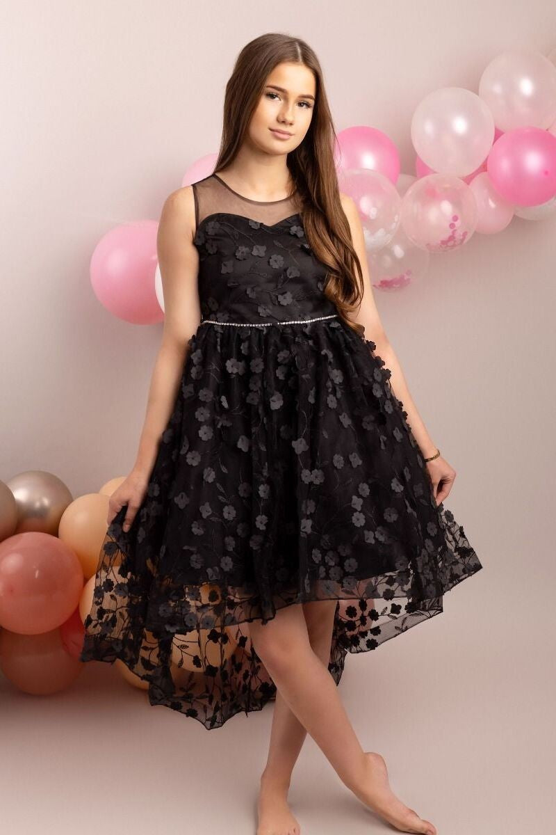 Florales Kleid für Mädchen - COURTNEY - Schwarz