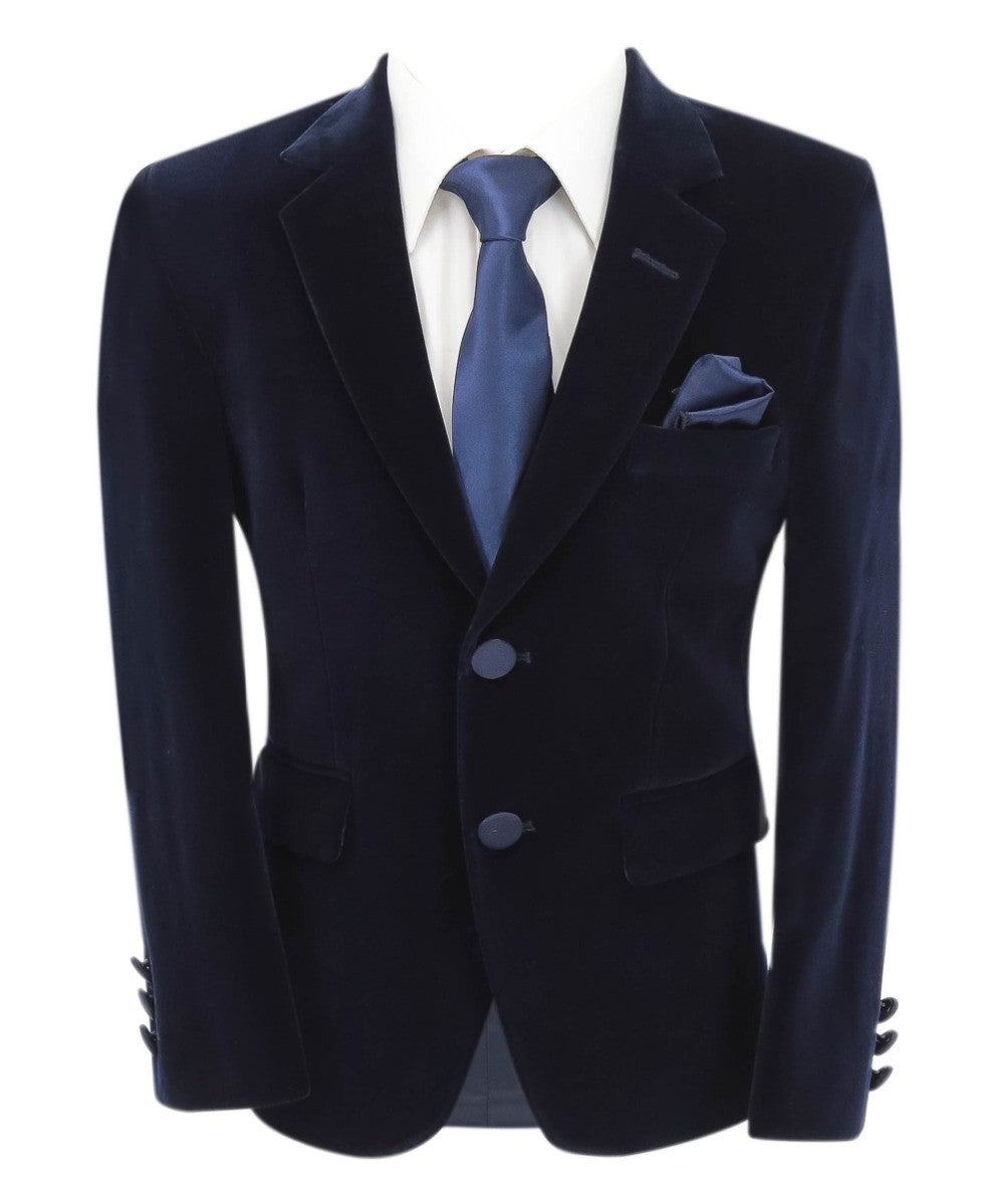 Jungen Samt Slim Fit Formal Blazer - Hackney - Marineblau