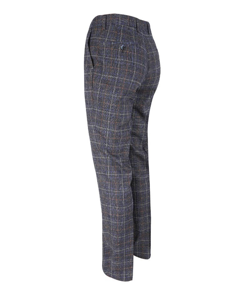 Pantalon ajusté en tartan pour hommes - BONITA - Bleu