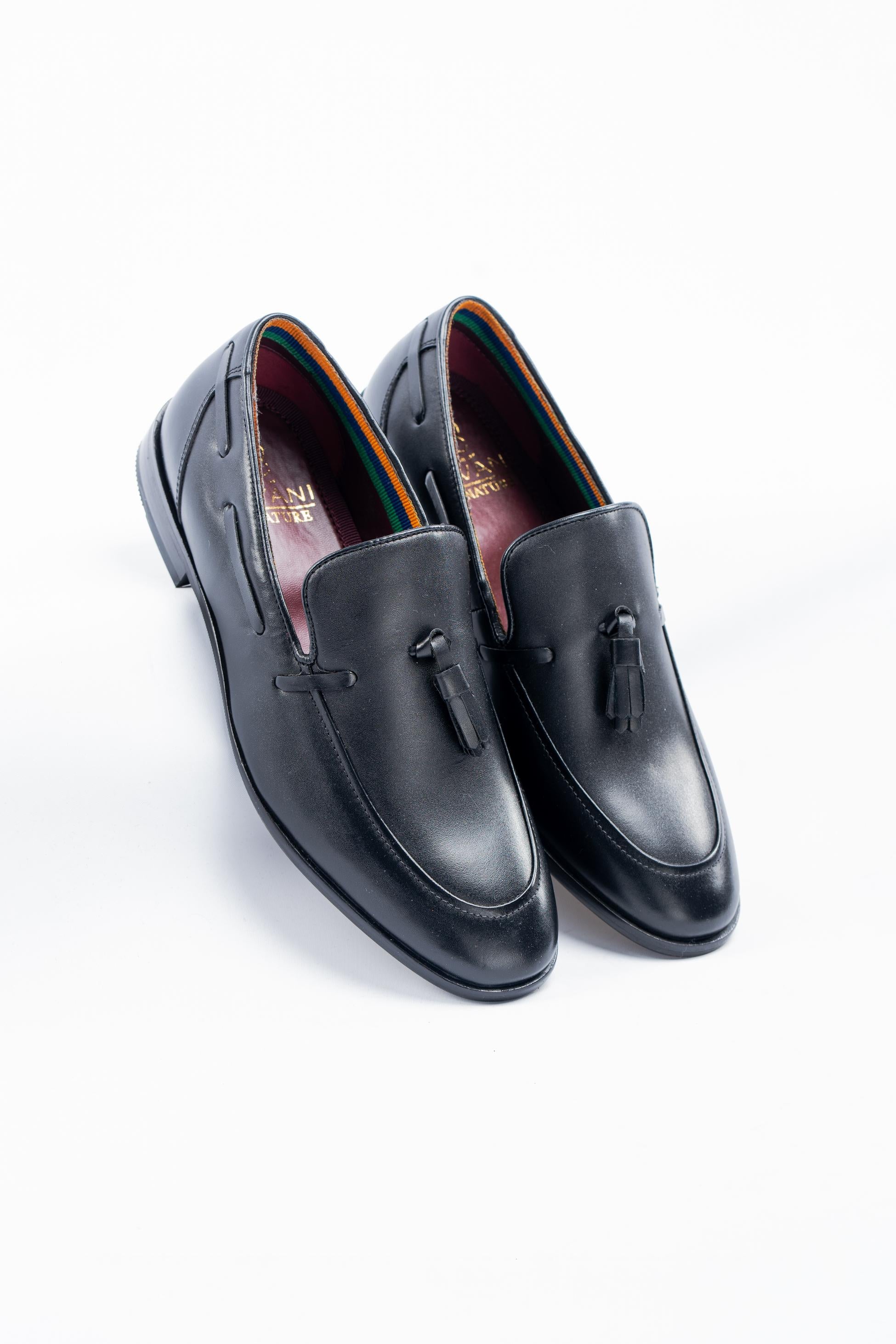 Men's Leather Slip On Tassel Loafer - FREEMONT - Black