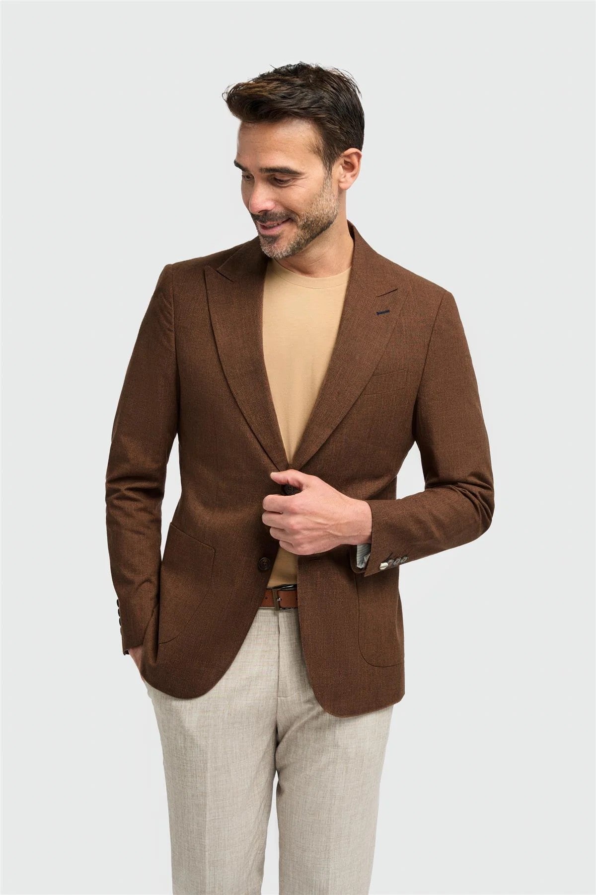 Blazer formel en coton marron rouille pour hommes - Edison - Marron Rouille