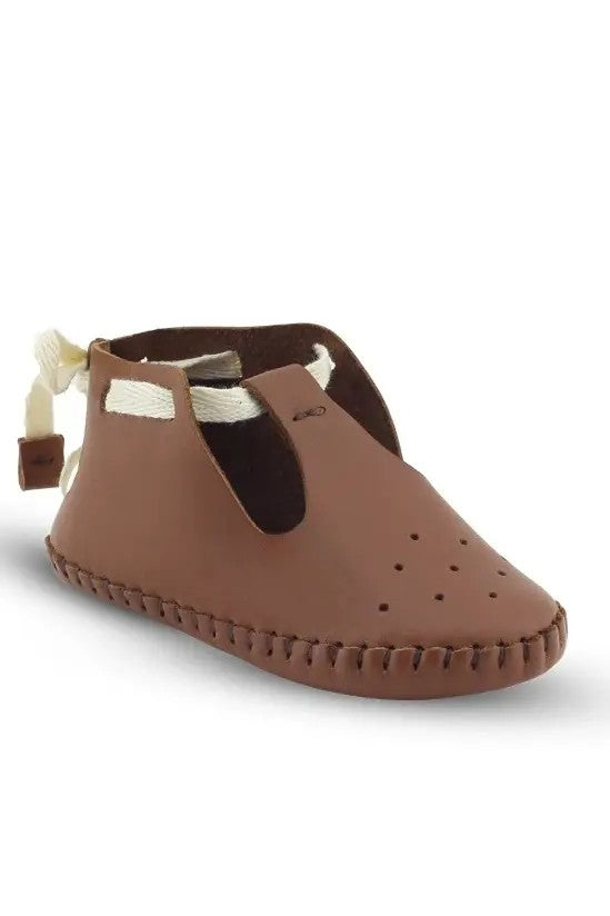 Baby Jungen Echtleder Vorläufer Krippenschuhe - Patik - Tan Braun