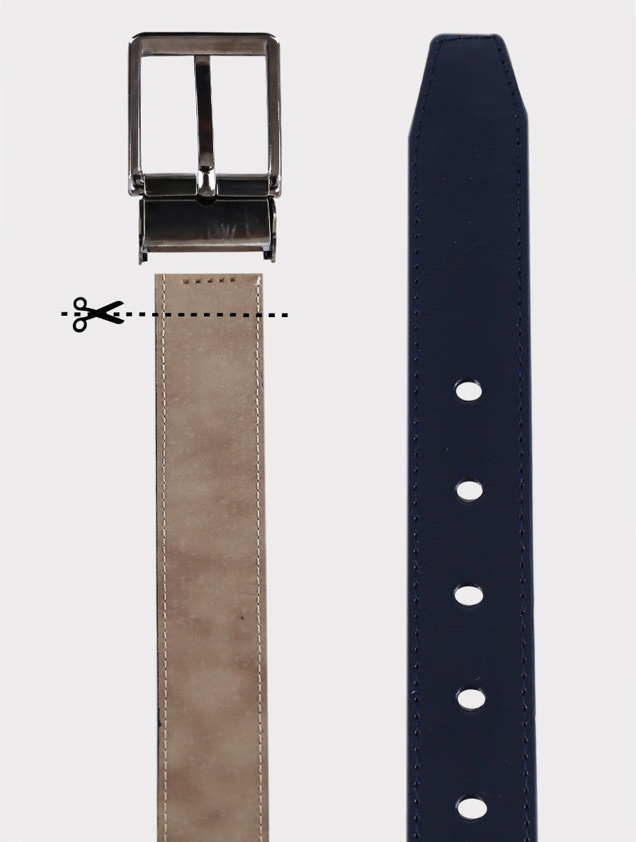 Boys Adjustable Leather Belt - Matte Navy Blue