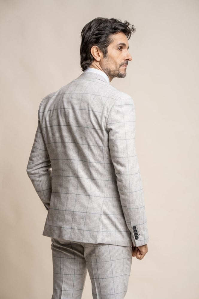 Veste de costume rétro à carreaux gris pour hommes - RADIKA - Gris Clair