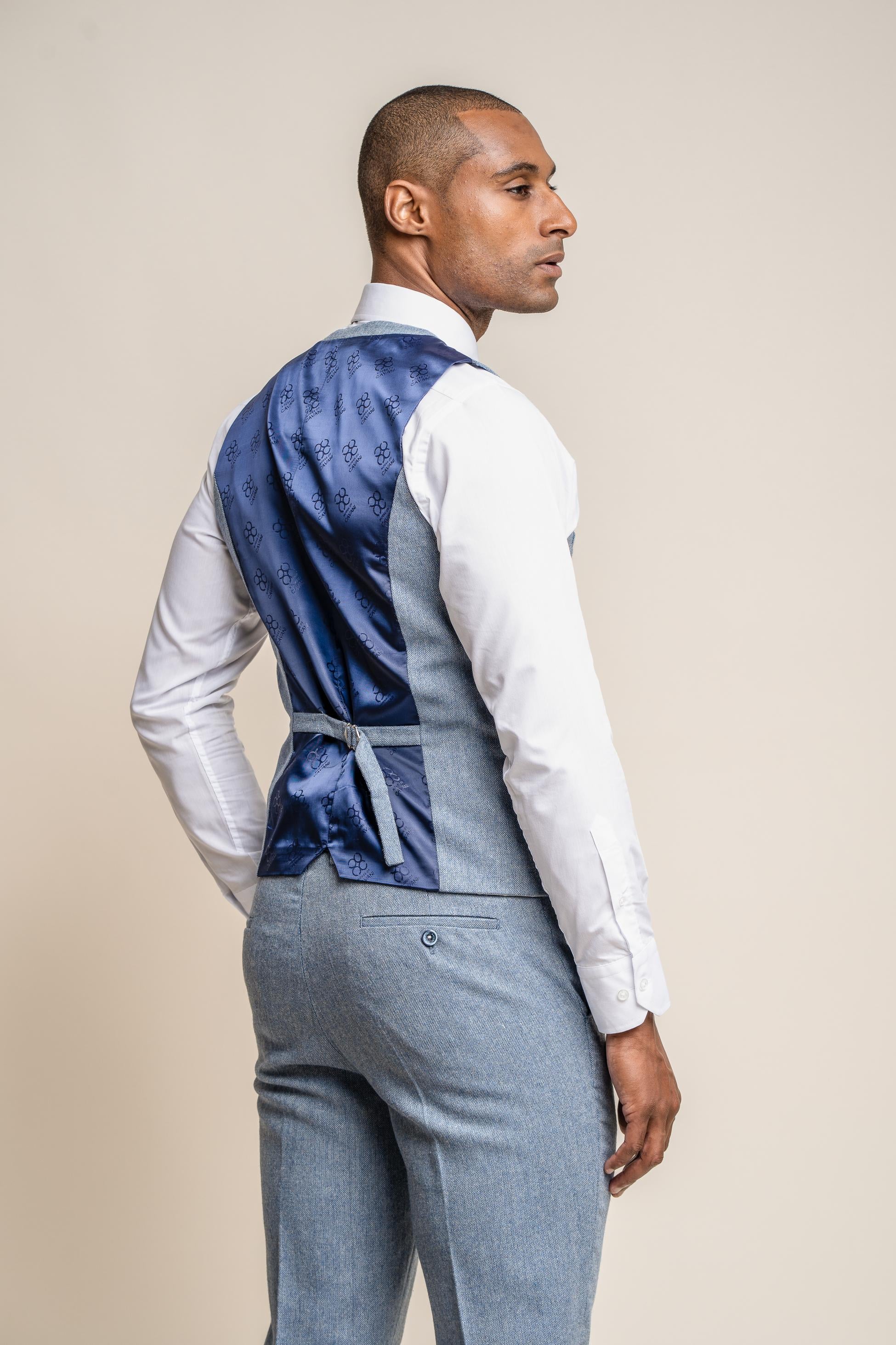 Gilet en Tweed Slim Fit pour Homme - WELLS Blue - Bleu Clair