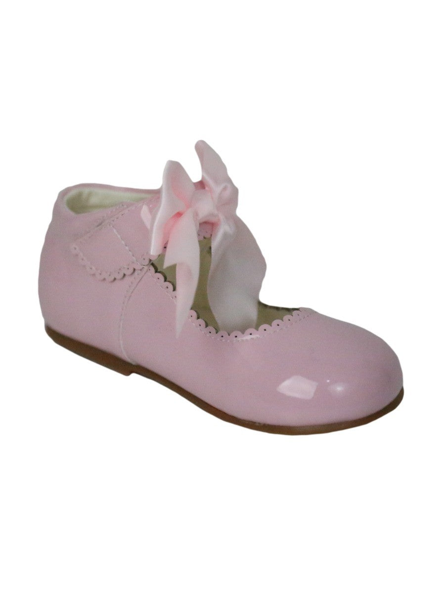 Chaussures Mary Jane Plates Vernies à Bord Dentelé pour Filles - Rose