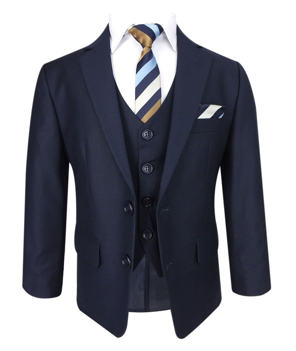 Boys Tailored Fit Formal Suit - Navy Blue