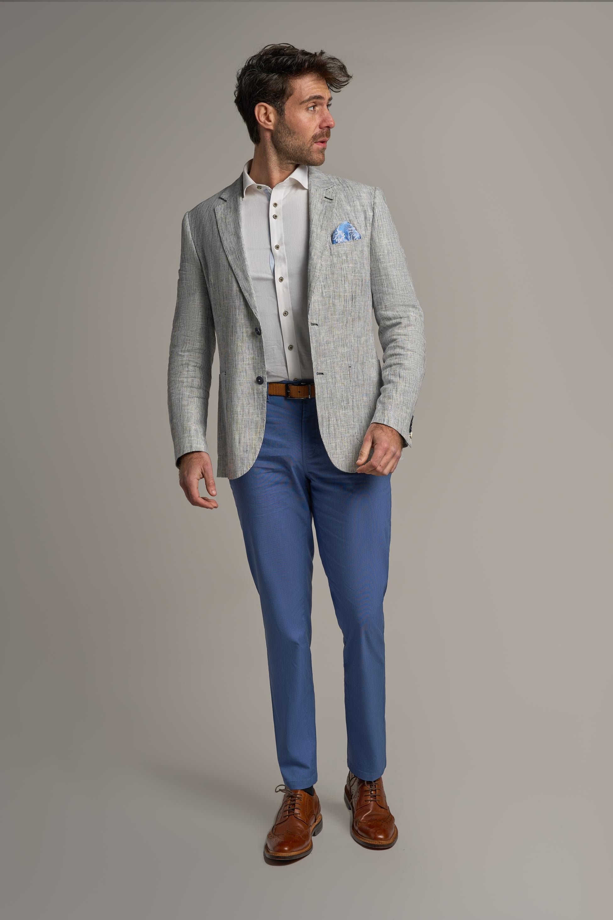 Blazer en Lin à Tissage Croisé Gris pour Homme - JAMIE - Gris