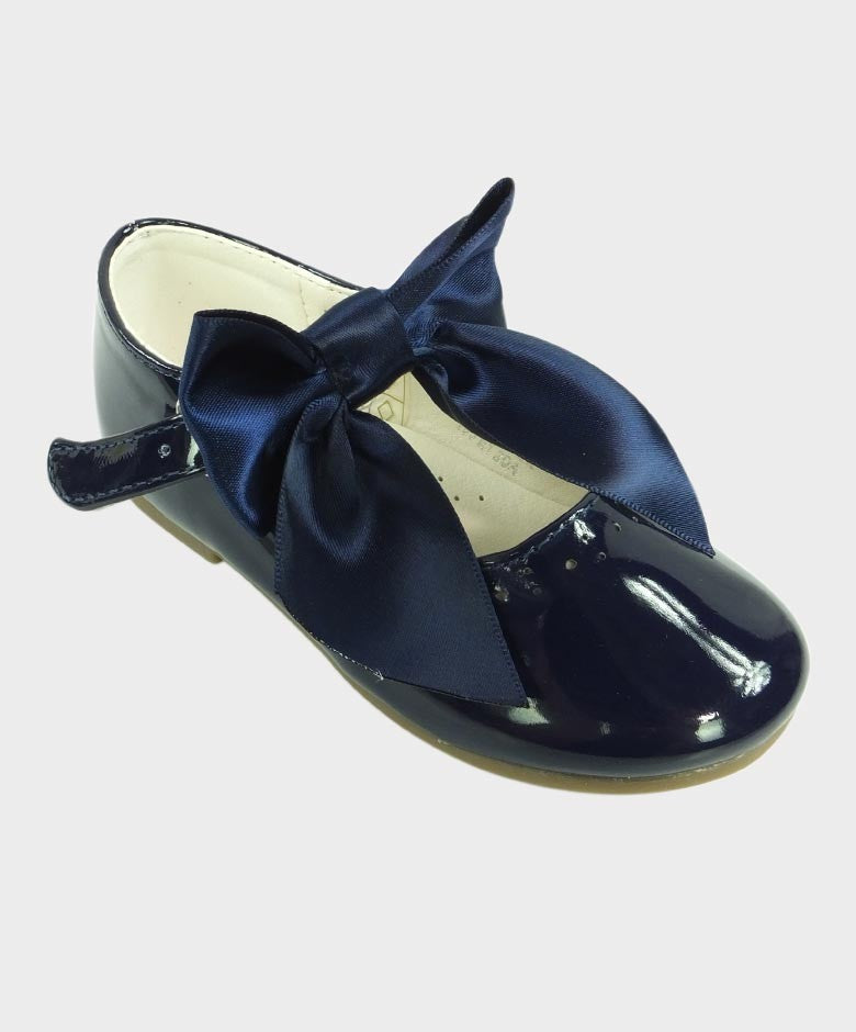 Mädchen Flache Lack Mary Jane Schuhe - Marineblau