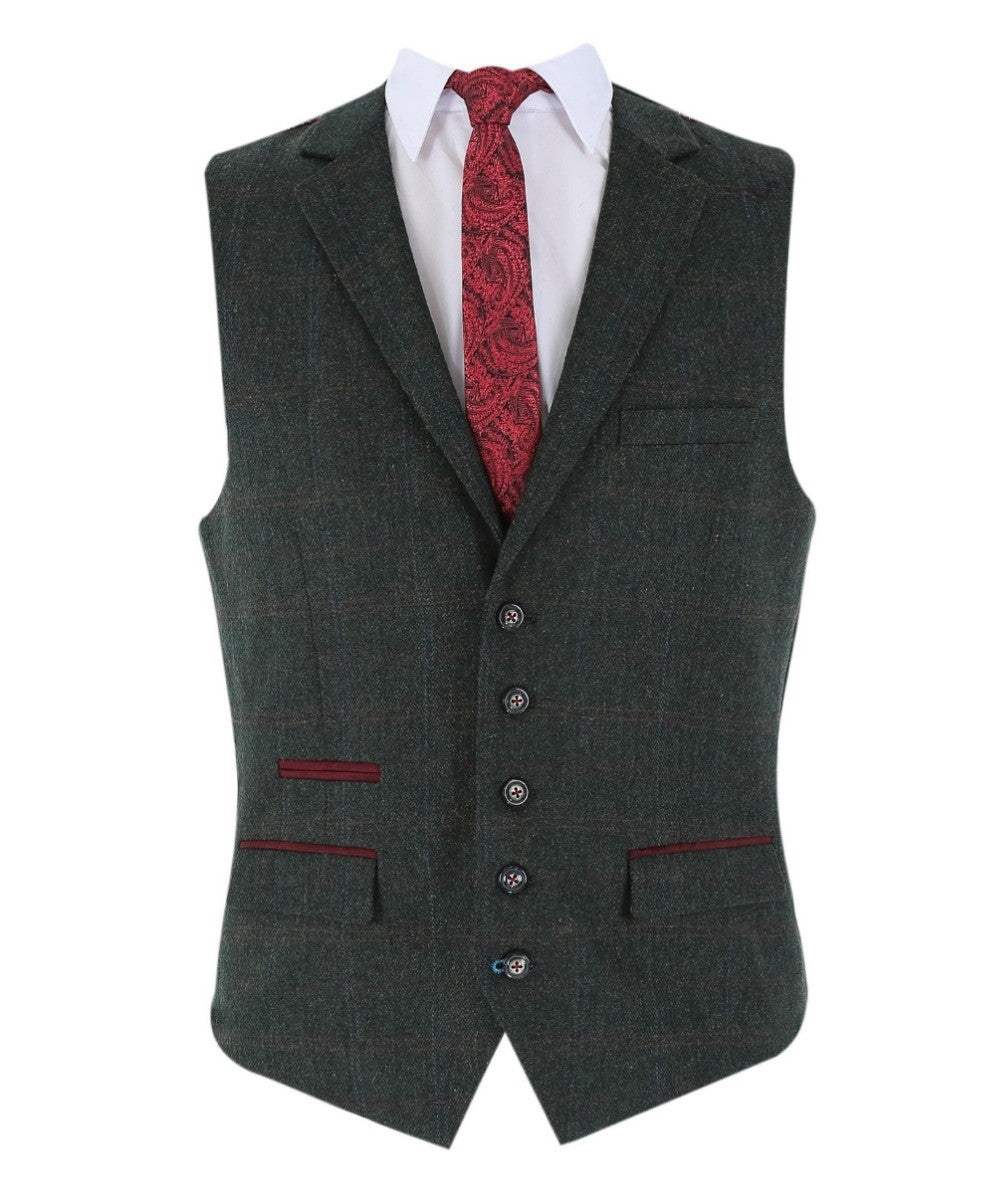 Costume en Tweed à Motif Check Tailleur pour Homme - JOSHUA Green - Vert Foncé