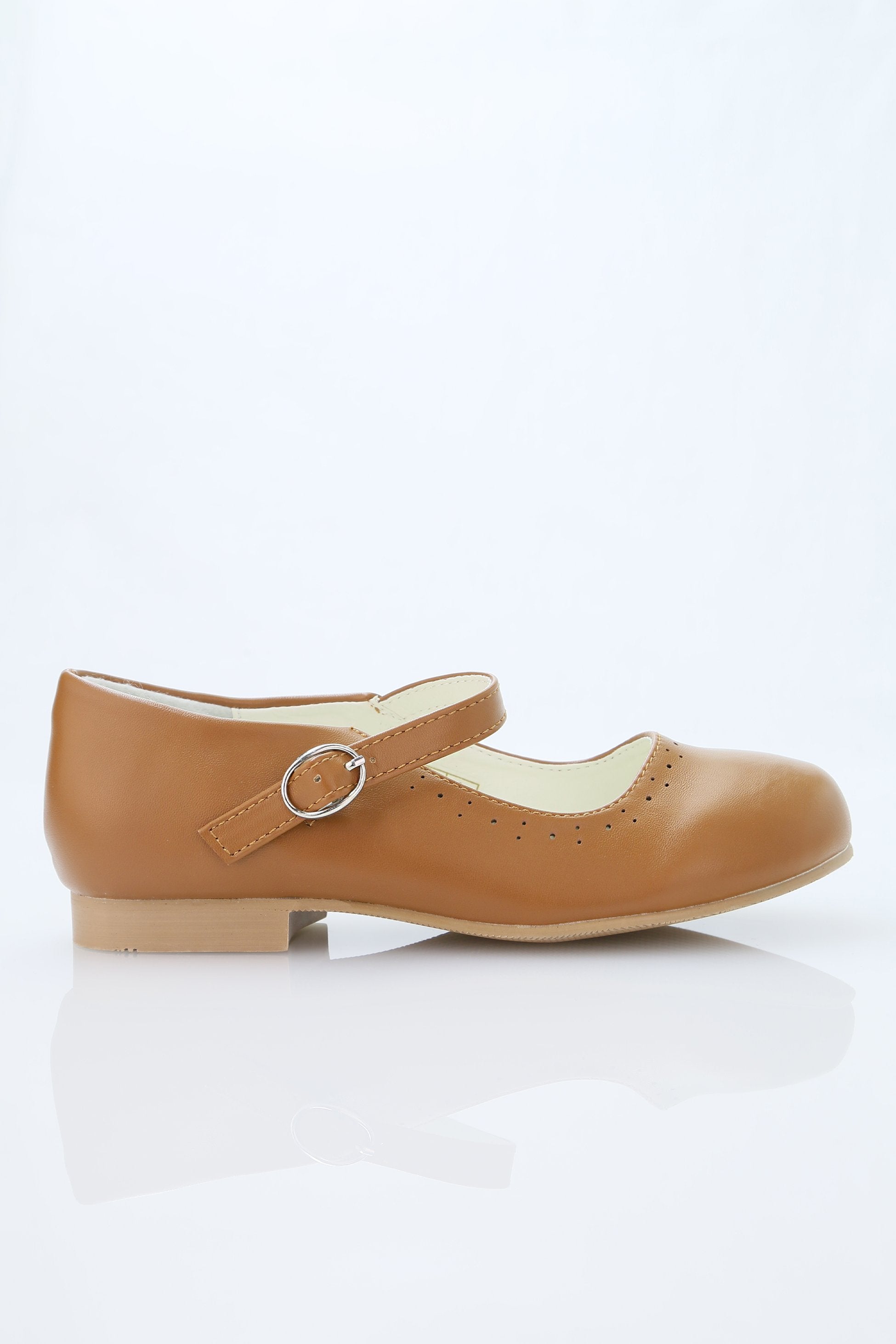 Chaussures perforées Mary Jane classiques pour filles – ABBEY_Matt - Marron Moutarde