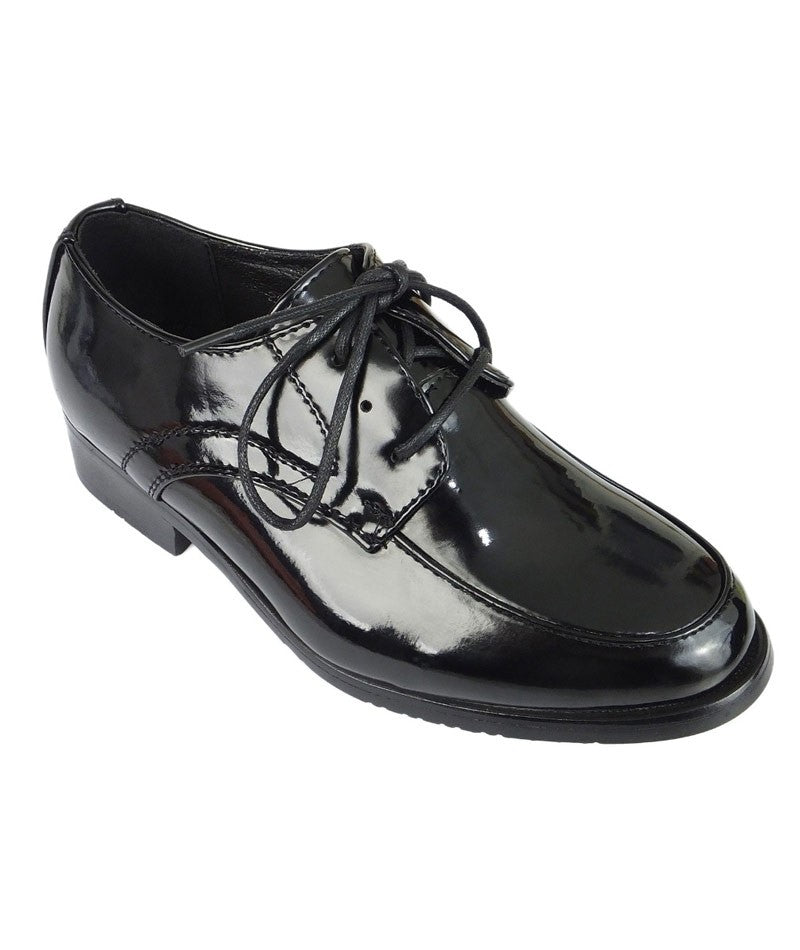 Boys Lace Up Patent Derby Shoes - Black