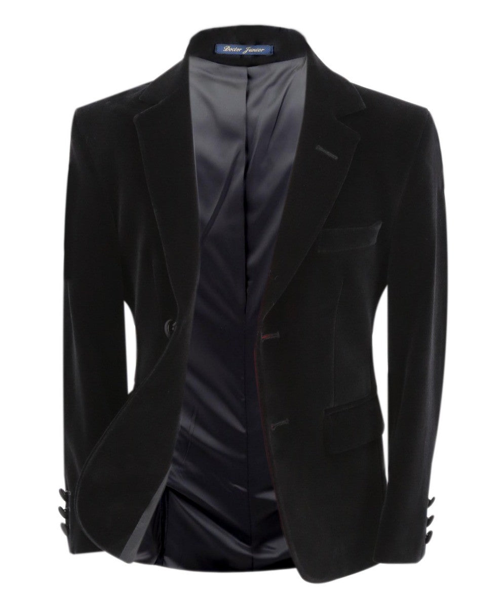 Blazer Formel Slim Fit en Velours pour Garçons - Hackney - Noir