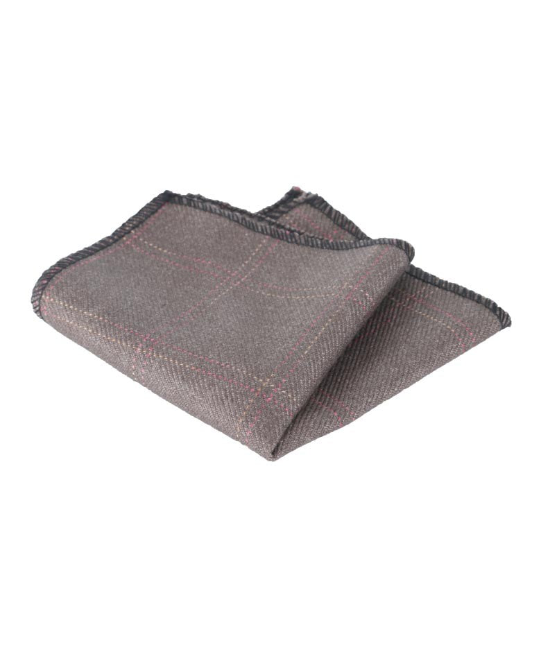 Boys & Men's Check Tweed Pocket Handkerchief - Light Brown