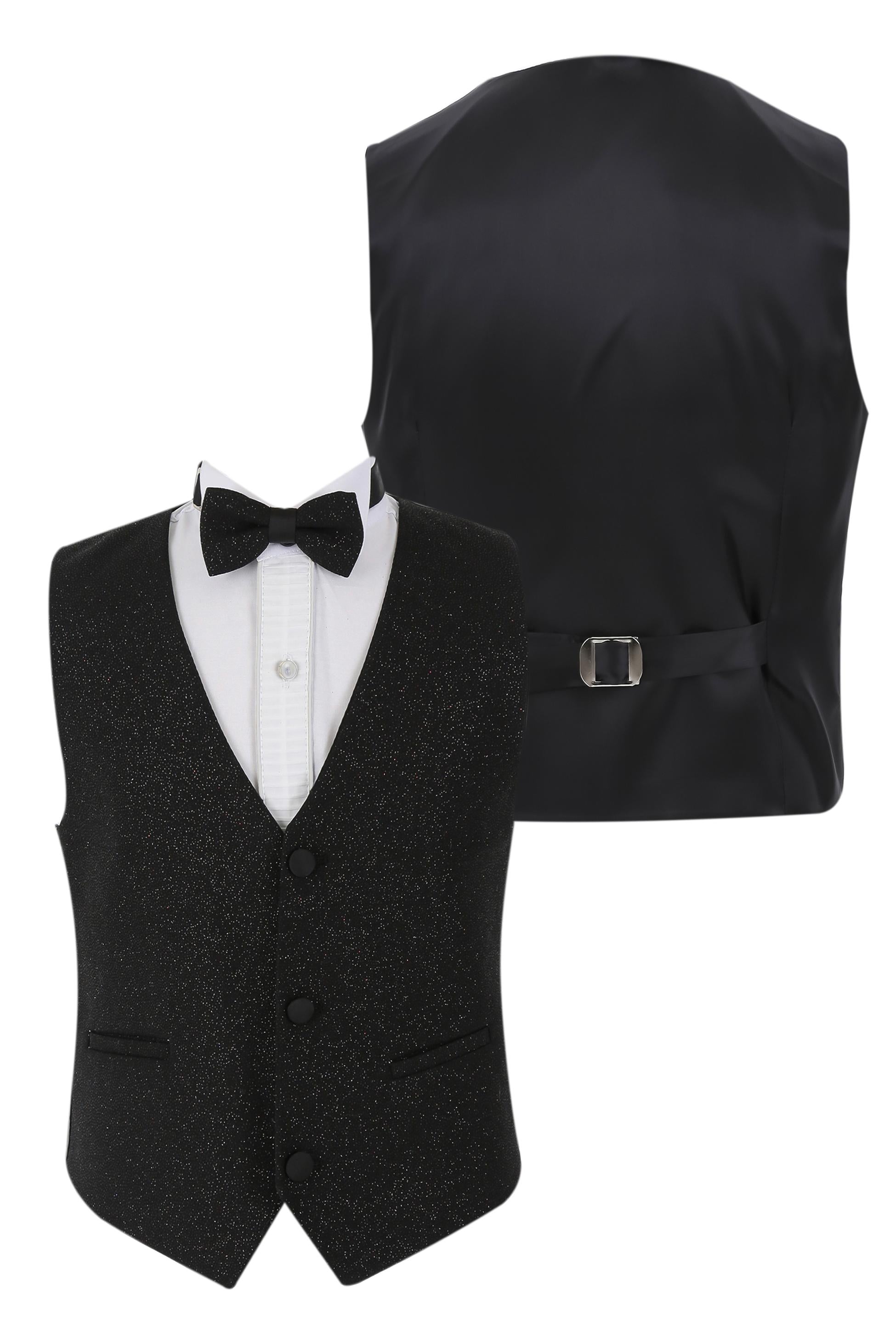 Jungen Glitzer Tuxedo Dinner 6-teiliger Anzug - Schwarz