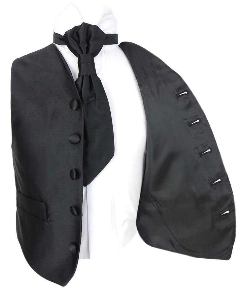 Ensemble Gilet en Satin et Cravate pour Garçons - Noir