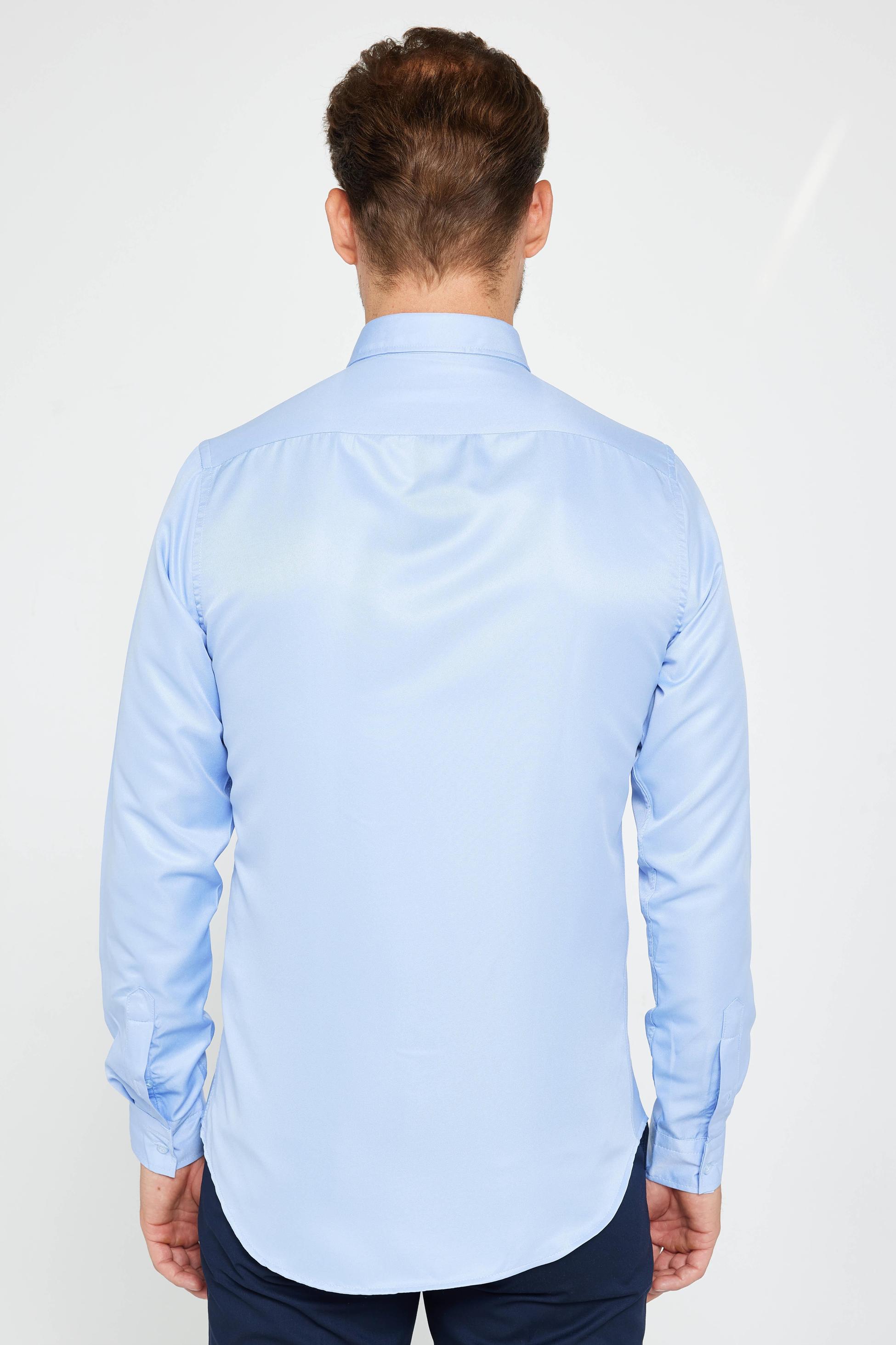 Chemise habillée à manches longues ajustée - POLY - Bleu Ciel