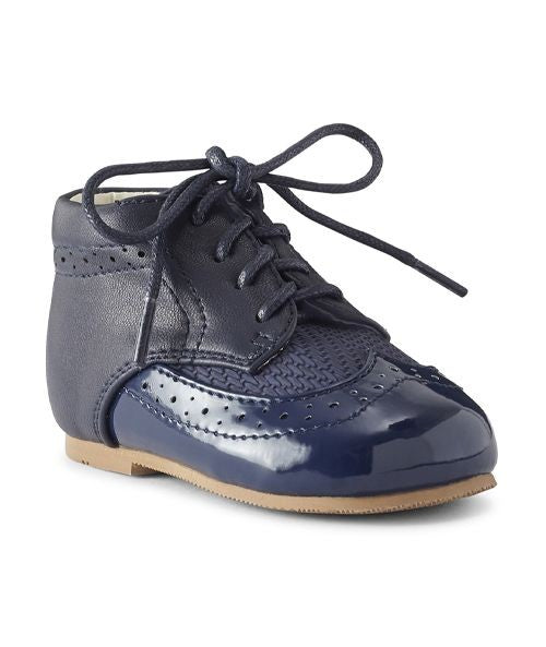 Baby & Jungen Zweifarbige Lederschnürschuhe - ANTONIO - Navyblau