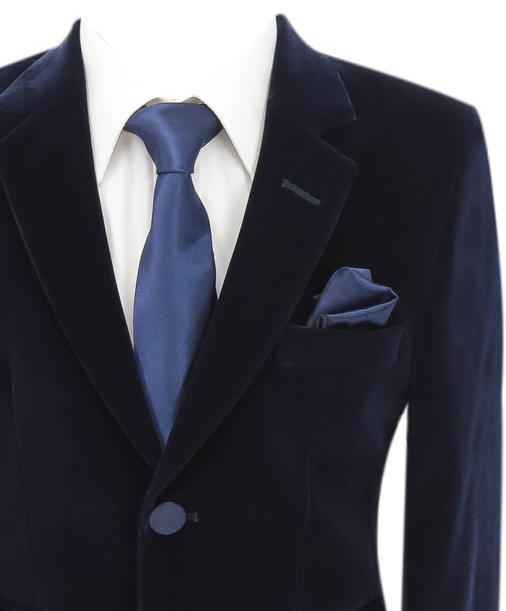 Blazer Formel Slim Fit en Velours pour Garçons - Hackney - Bleu Marine