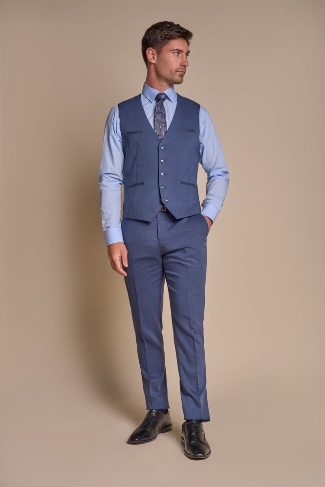 Herren Slim Fit Blaue Formelle Weste - SPECTER