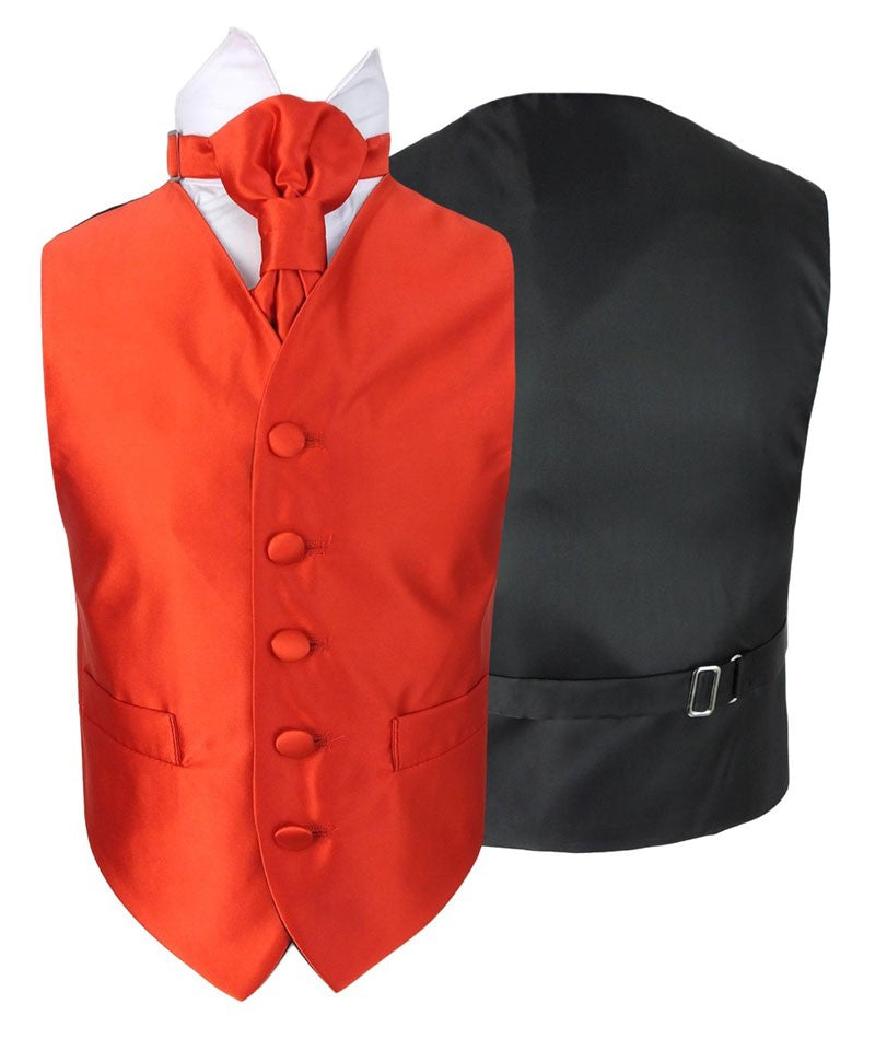 Ensemble Gilet en Satin et Cravate pour Garçons - Rouge