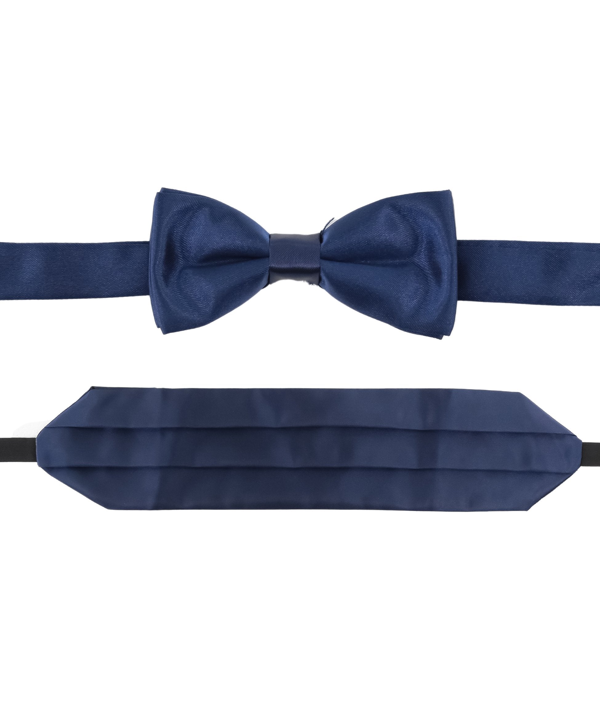 Jungen Satin Cummerbund & Fliegen-Set - Navyblau