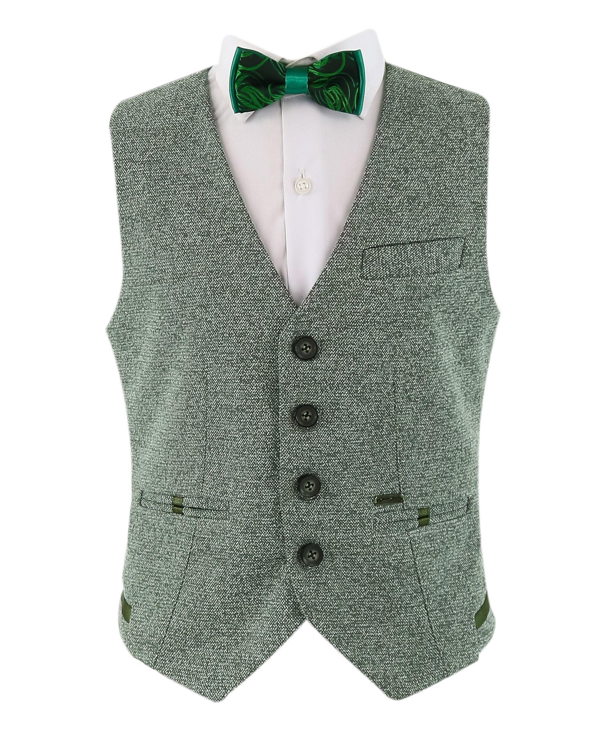 Jungen Baumwoll Slim Fit Blazer und Westen-Set - Frank - Grün