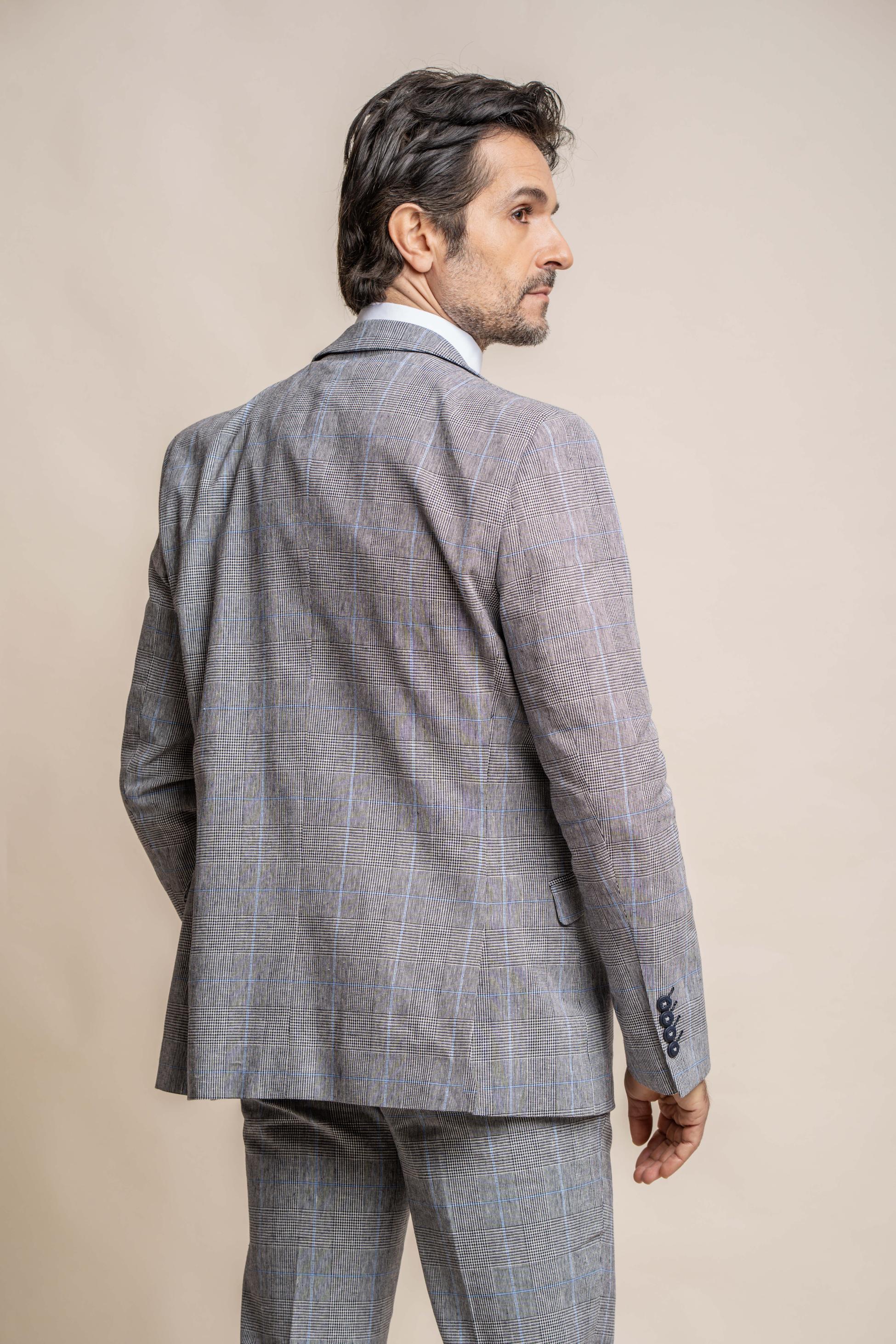 Costume à Motif Check Gris Slim Fit pour Homme - ARRIGA - Gris