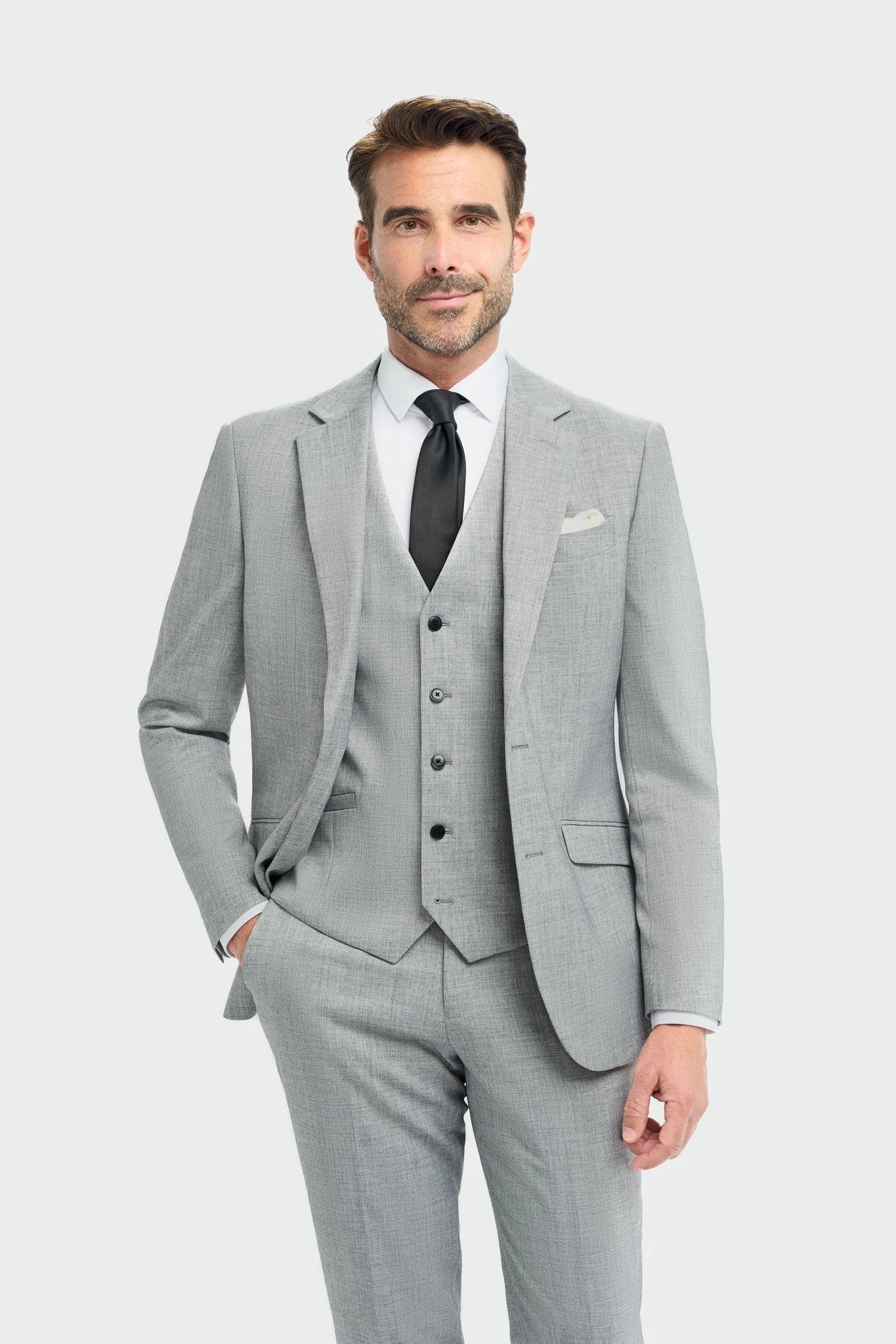 Premium Slim Fit Herrenanzug – MALIBU - Grau