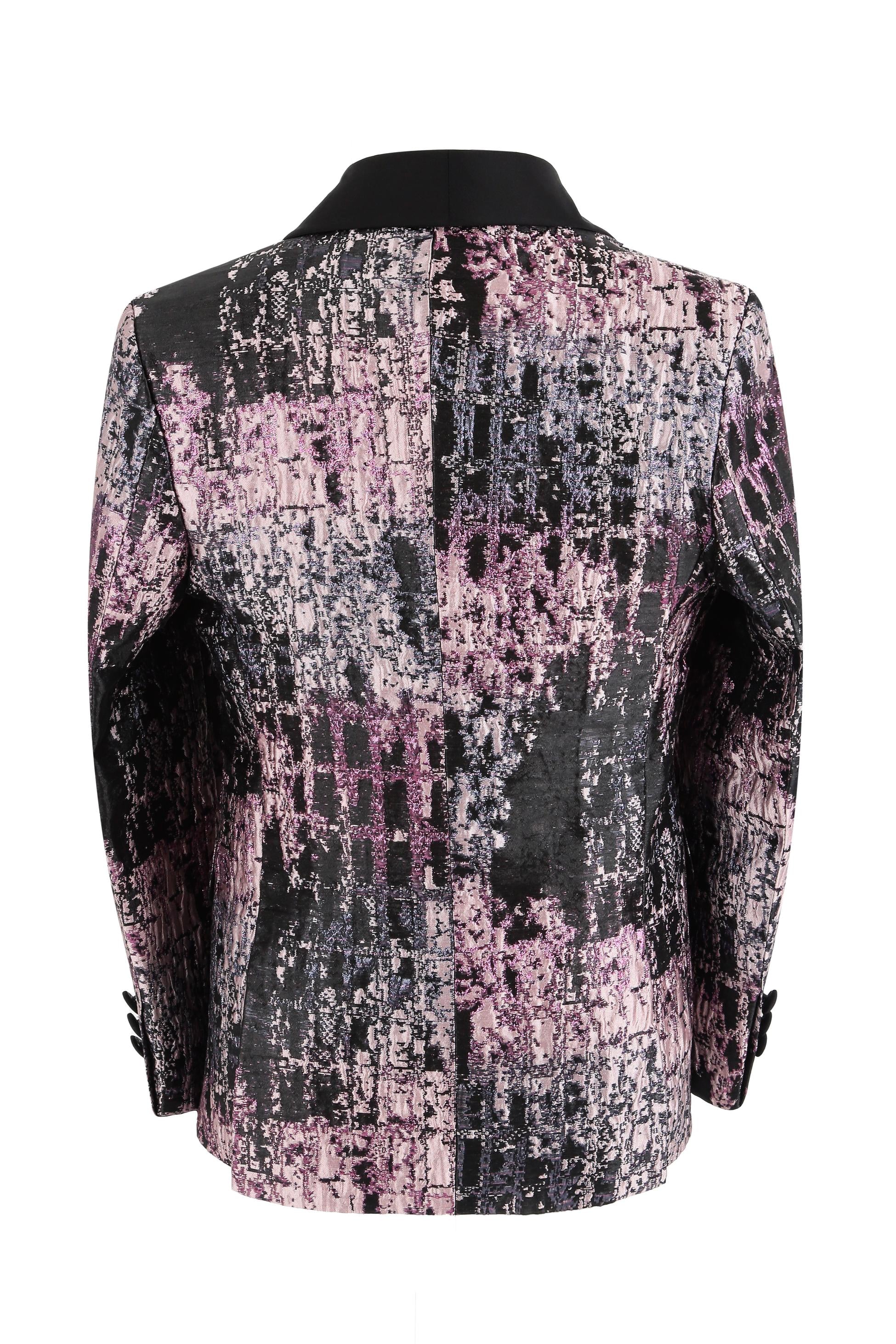 Jungen Glitzerndes Gemustertes Tuxedo Anzug - Schwarz - Pink