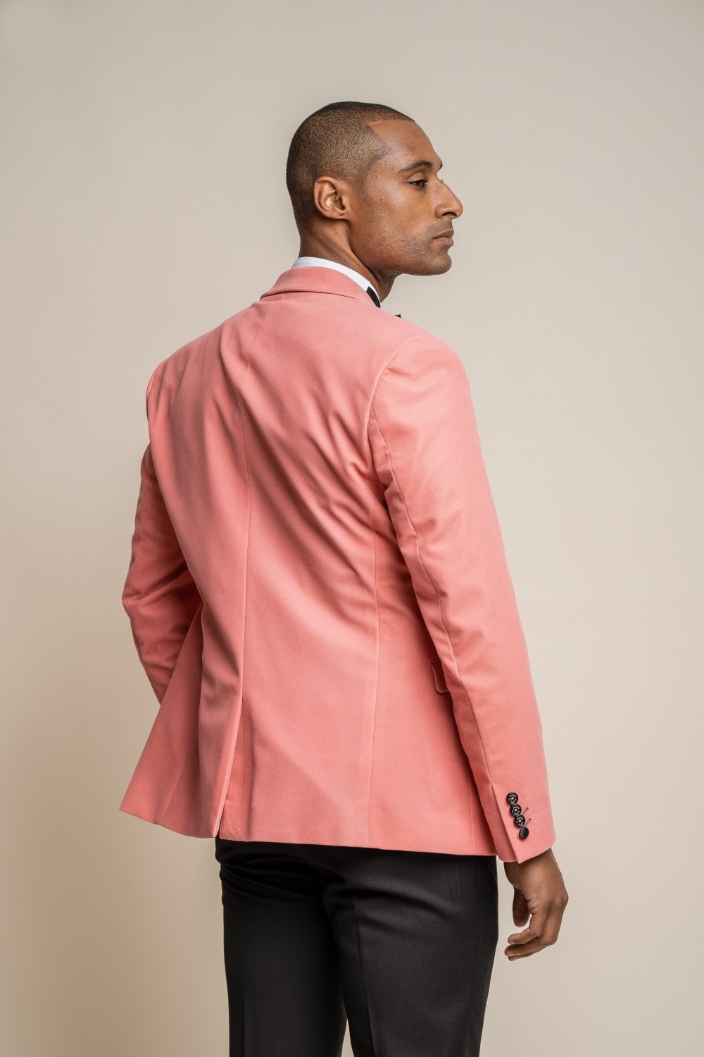 Herren Slim Fit Samt Smoking Blazer - ROSA - Rosa