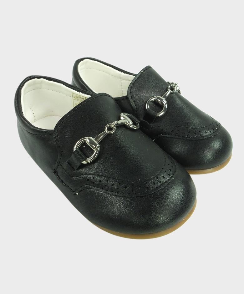 Mocassins en Cuir avec Détail en Métal pour Garçons - Noir