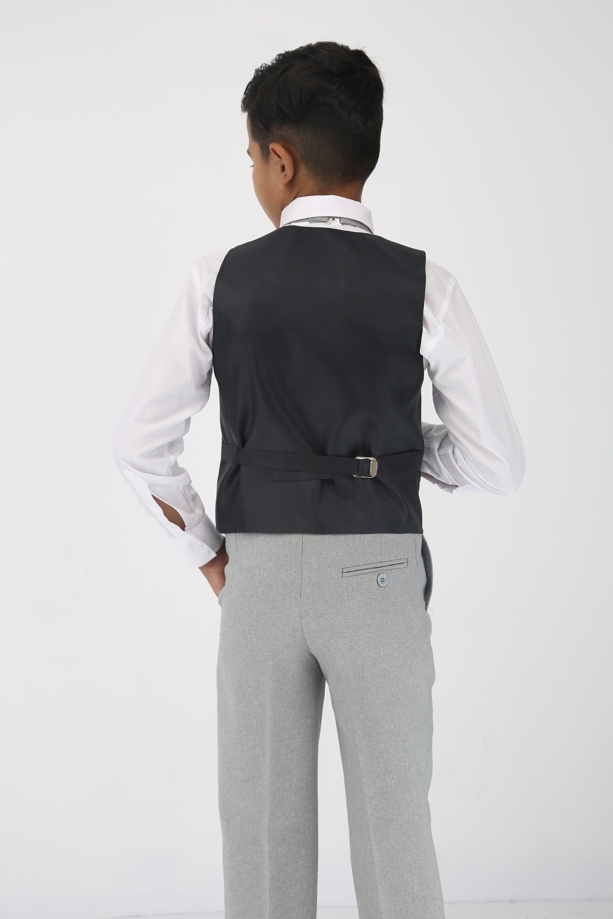 Ensemble Costume Formel Texturé 6 Pièces pour Garçons - Gris Clair