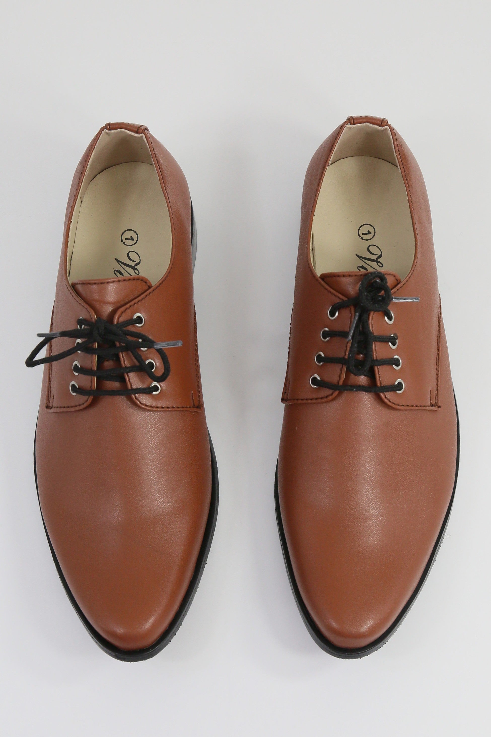 Chaussures Derby en cuir mat pour garçons - GEORGE - Marron