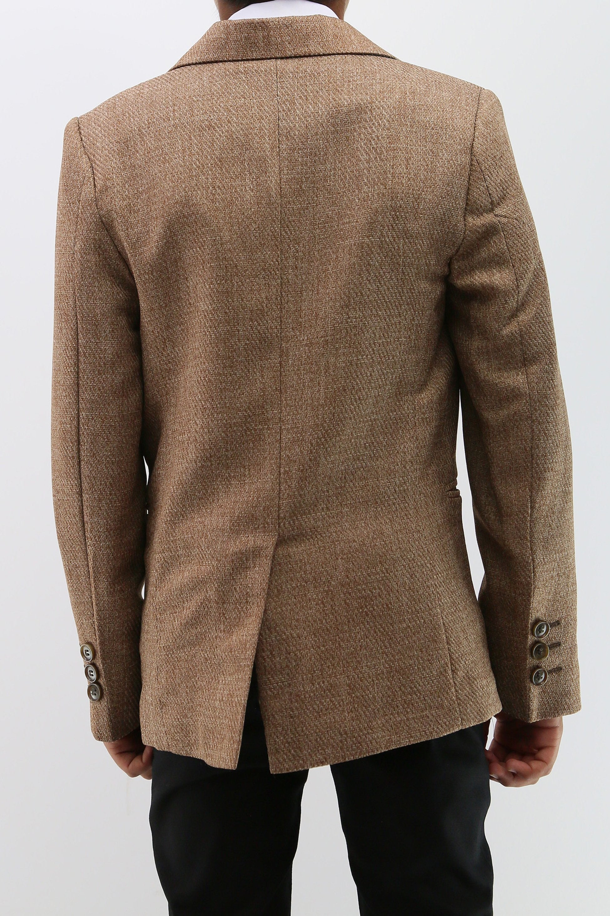 Blazer texturé formel pour garçons - Marron Moutarde