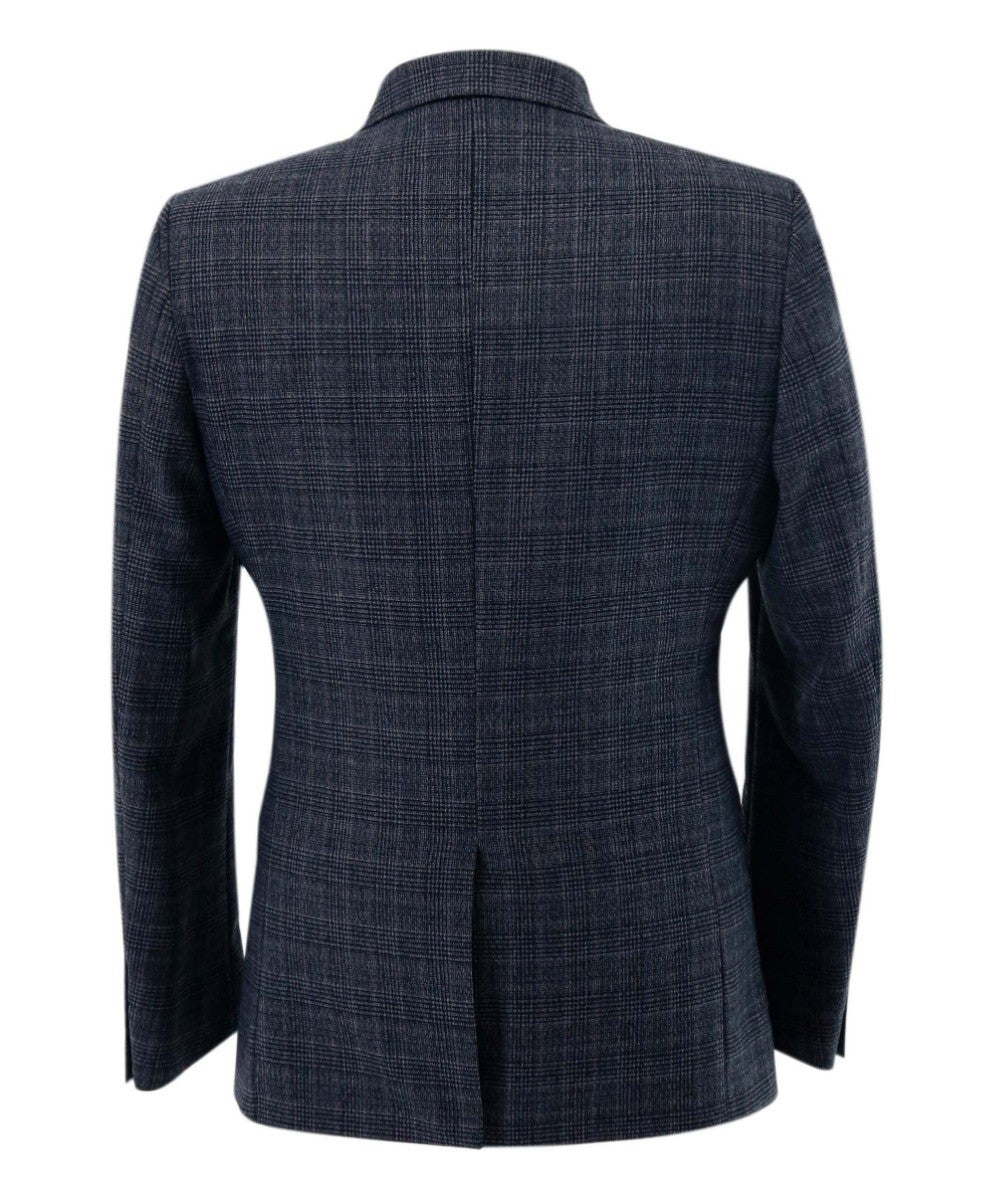 Herren Tweed Karo Slim Fit Grauer Blazer - COSTELLO - Dunkelgrau