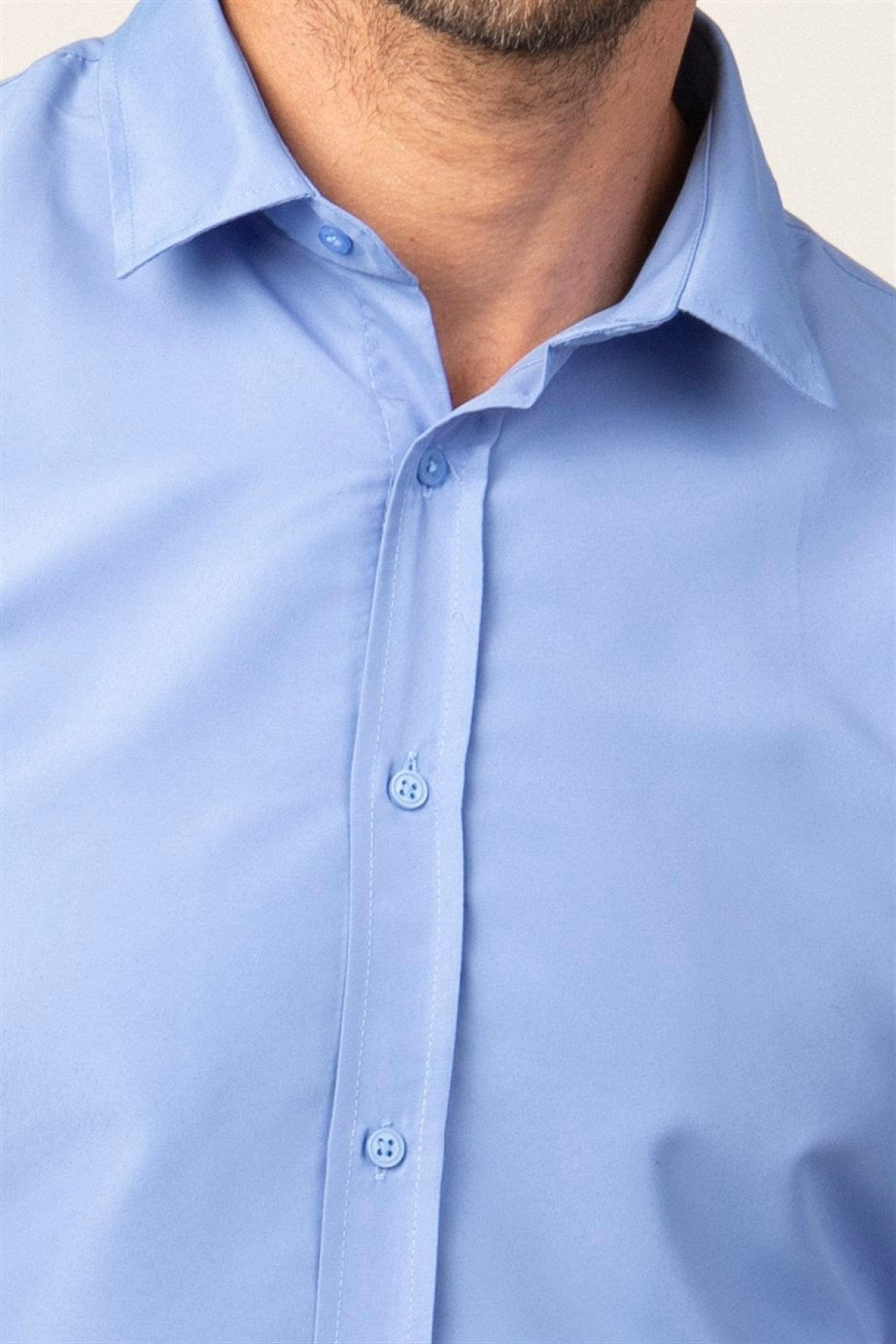 Chemise habillée à manches longues ajustée - POLY - Bleu