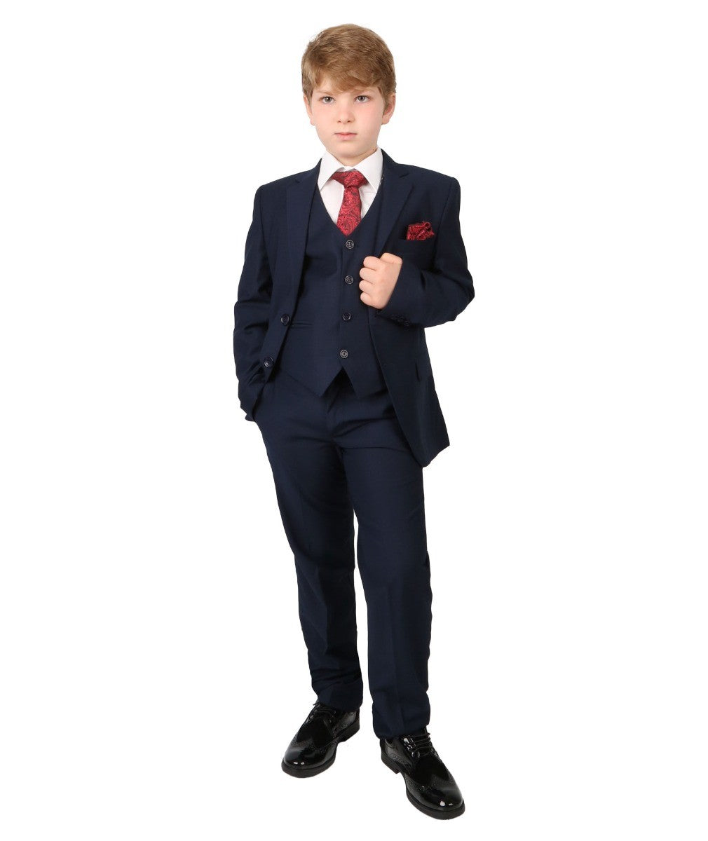 Boys Regular Italian Fit Navy Suit - Navy Blue