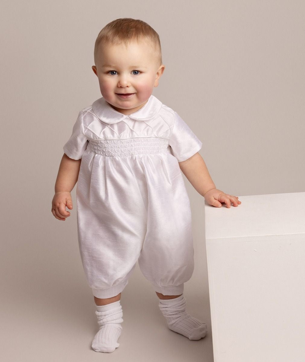 Baby boys Off White Christening Romper - Andrew - Off white