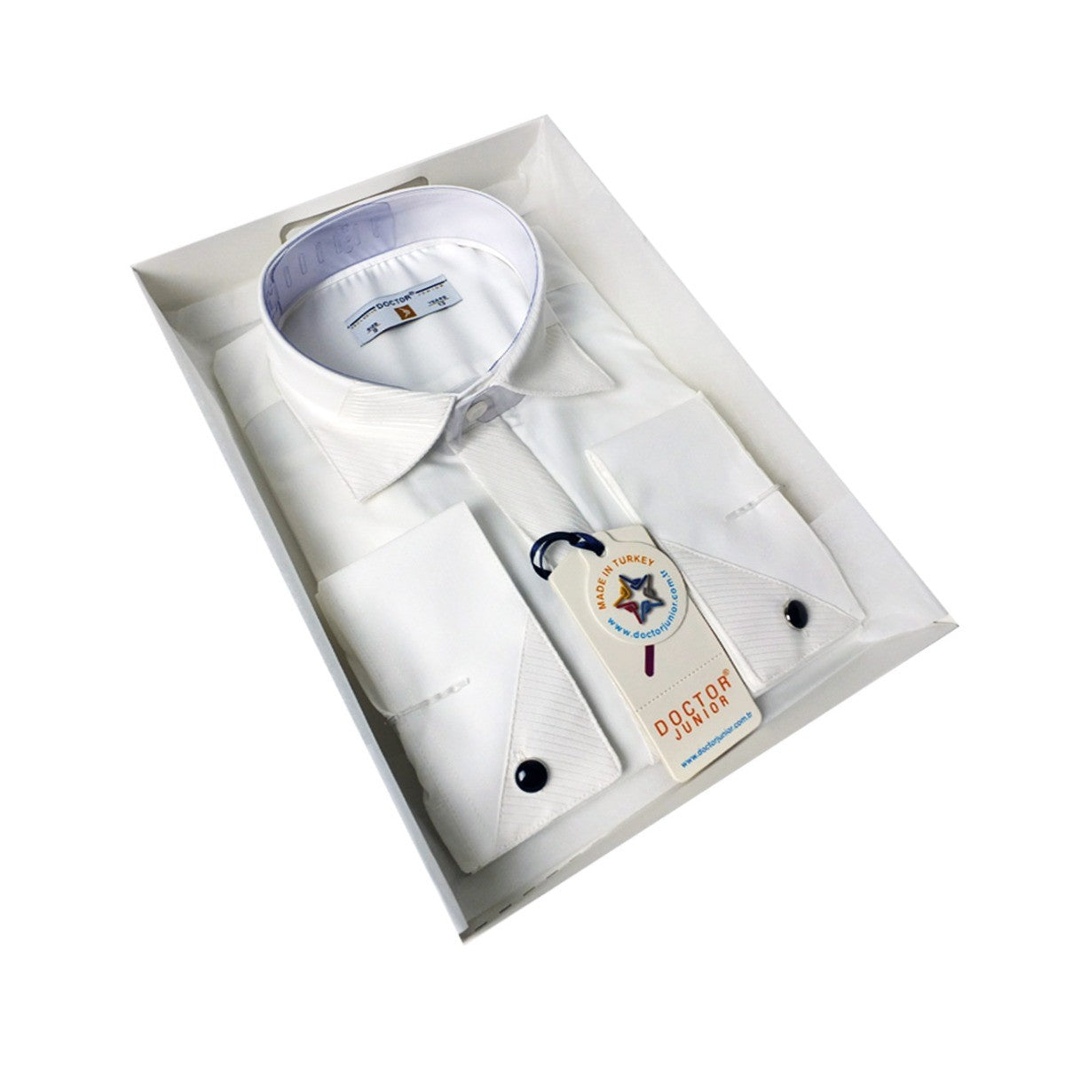 Chemise Classique à Col avec Boutons de Manchette pour Garçons - Ivoire