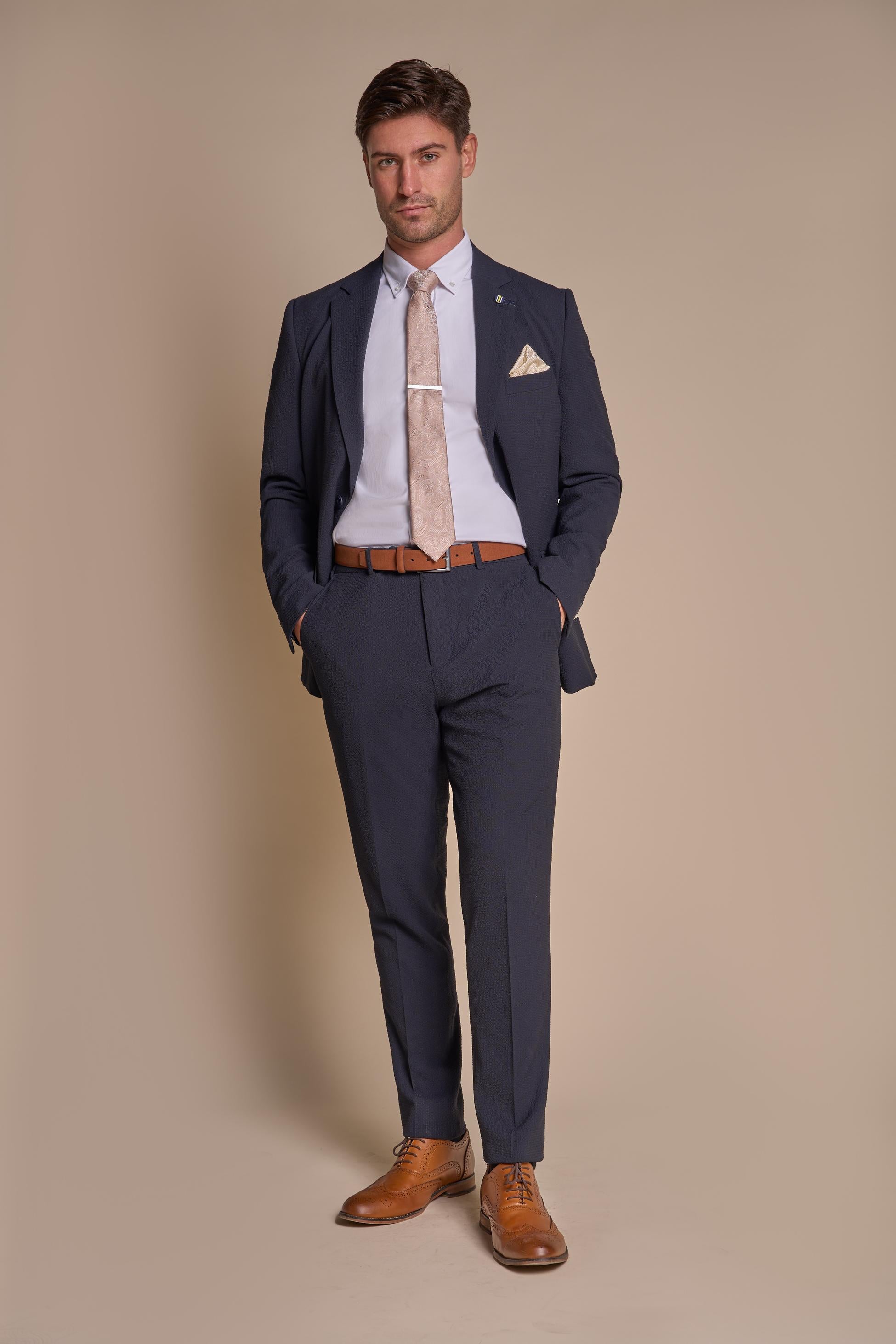 Men’s Textured Slim Fit Suit – SIREN - Navy Blue