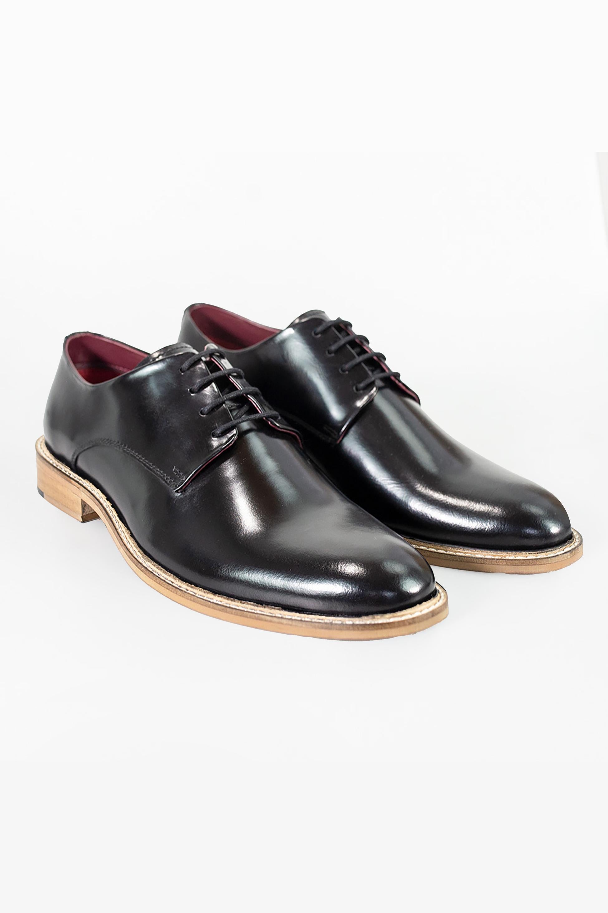 Chaussures Derby en cuir verni pour hommes - FOXTON - Noir