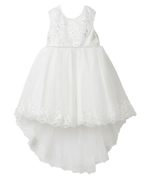 Robe en dentelle à jupe asymétrique pour bébés et filles - KHOLE - Ivoire