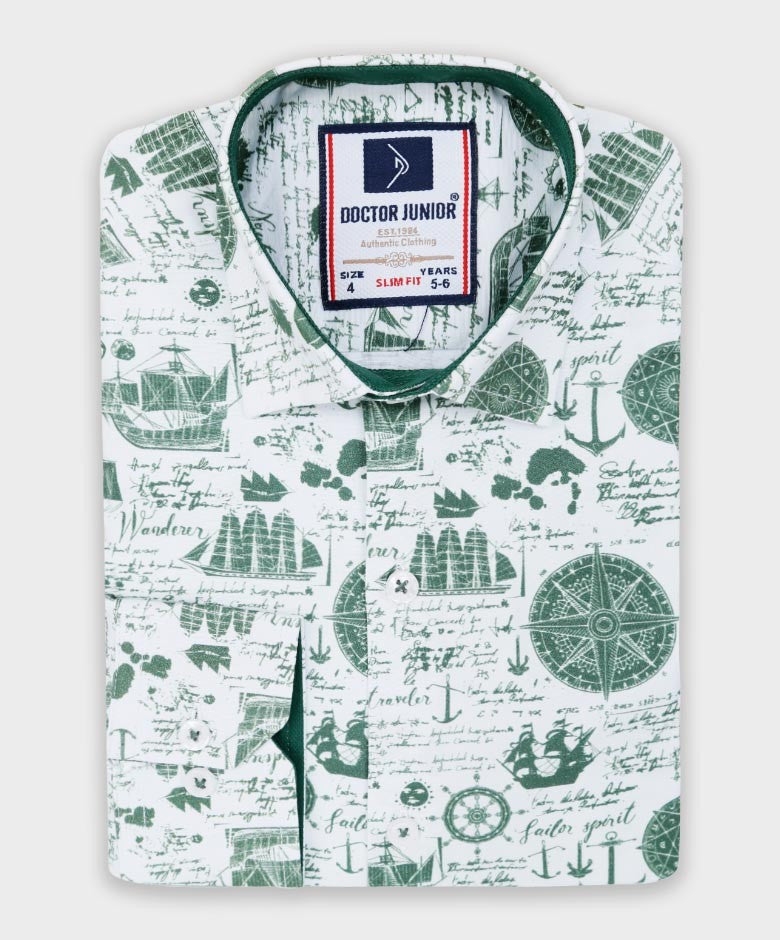 Chemise à Imprimé Nautique pour Garçons - Vert