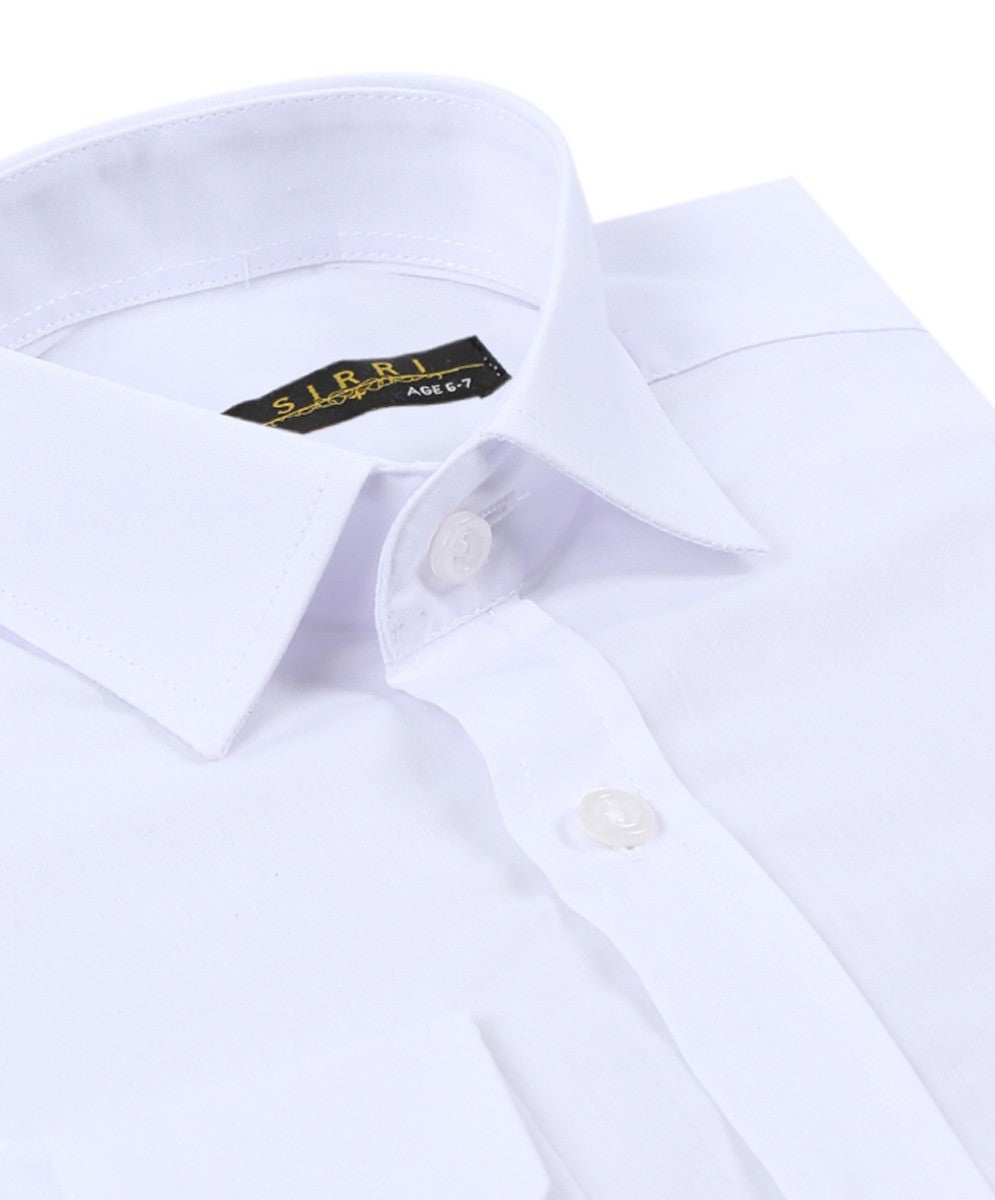 Chemise à Col Classique à Manches Longues pour Garçons - Blanc