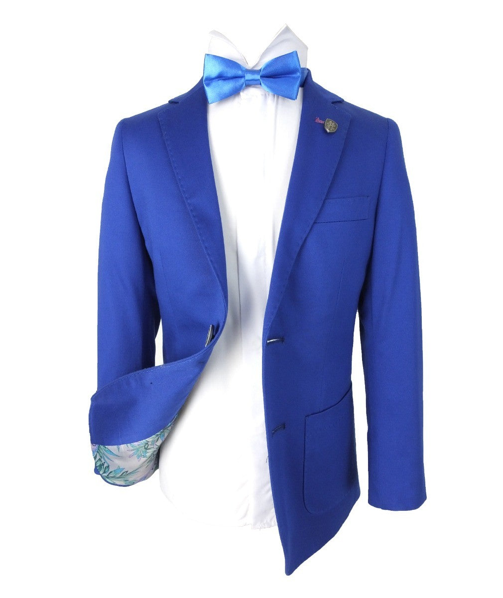 Jungen Slim Fit Baumwoll Blazer - Royalblau