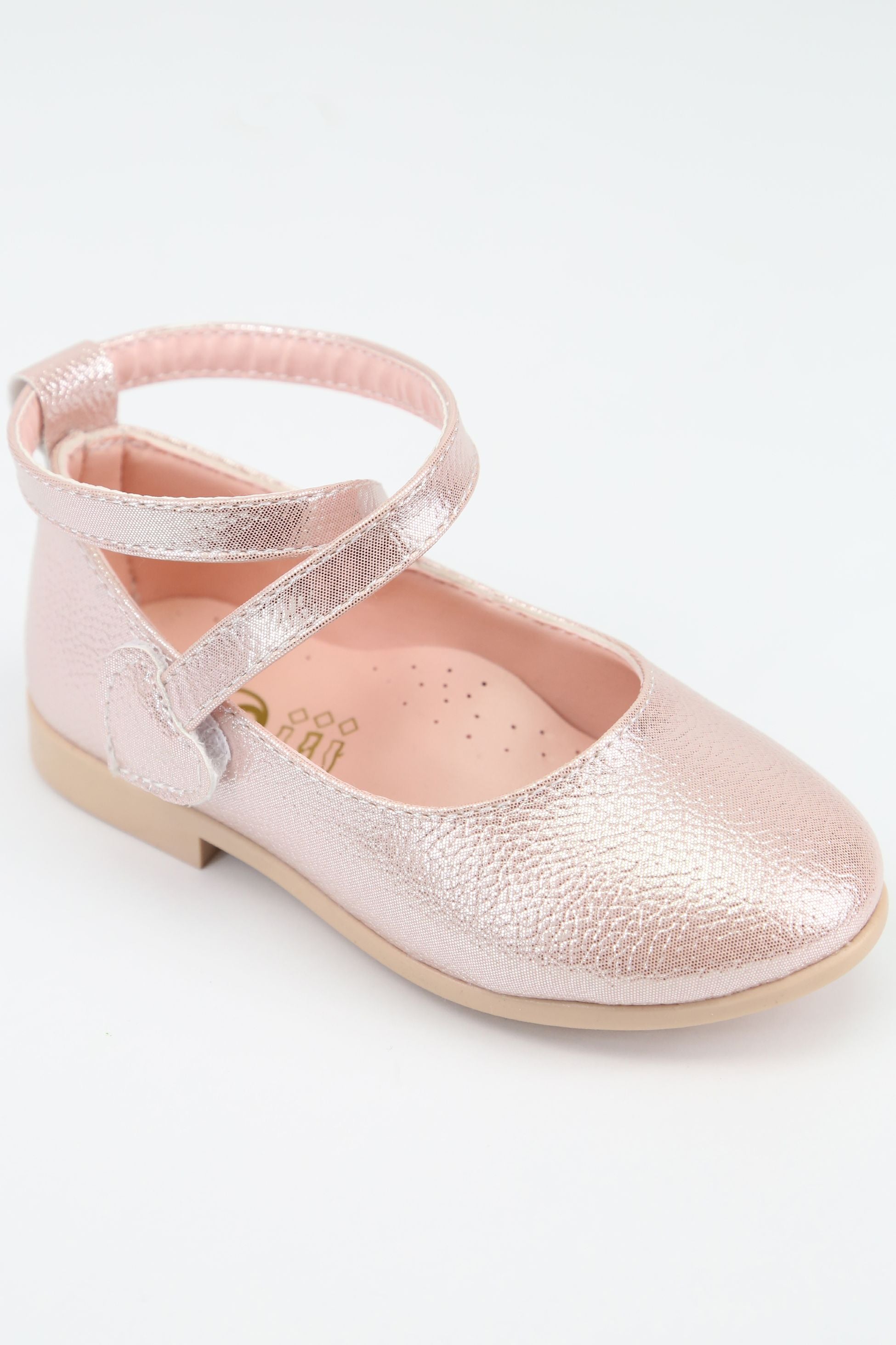 Chaussures Mary Jane Plates Brillantes avec Bride Croisée pour Filles - Rose