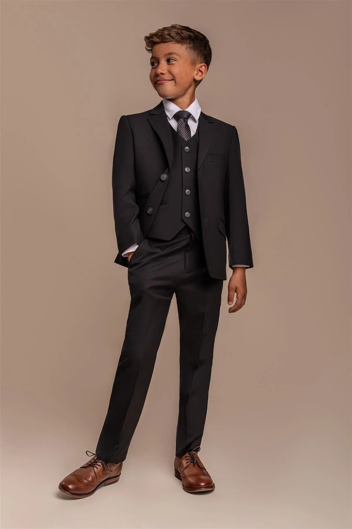 Boys Slim Fit Formal Black Suit - MARCO - Black