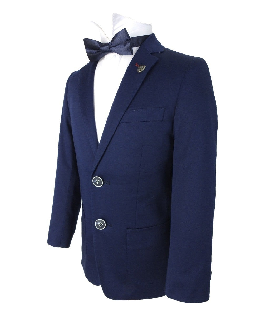 Jungen Slim Fit Baumwoll Blazer - Marineblau